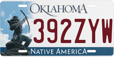 OK license plate 392ZYW