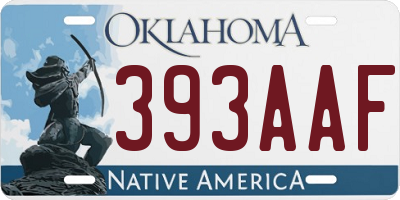 OK license plate 393AAF