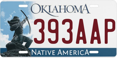 OK license plate 393AAP