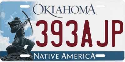 OK license plate 393AJP