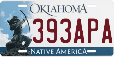 OK license plate 393APA