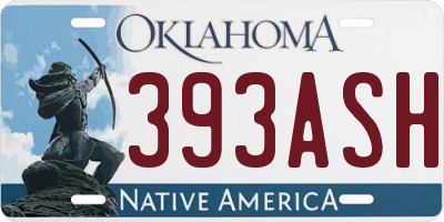 OK license plate 393ASH
