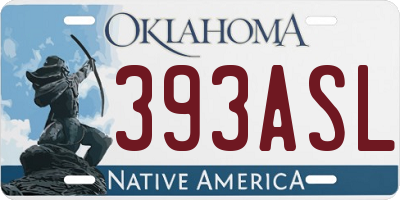OK license plate 393ASL