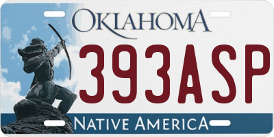 OK license plate 393ASP
