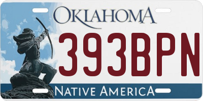 OK license plate 393BPN