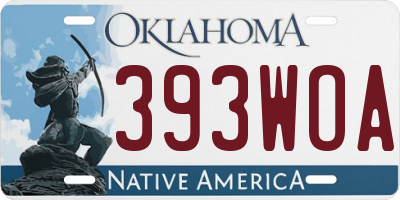 OK license plate 393WOA
