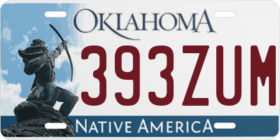 OK license plate 393ZUM