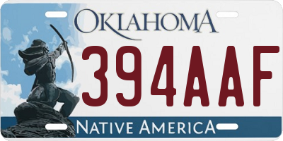 OK license plate 394AAF