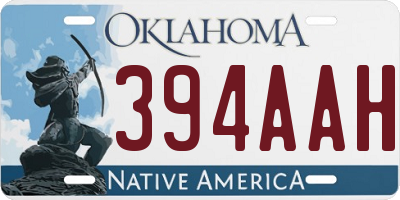 OK license plate 394AAH