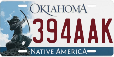 OK license plate 394AAK