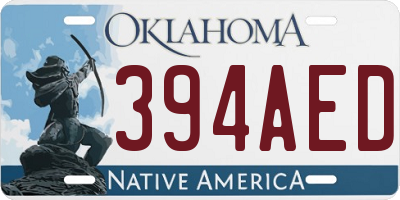 OK license plate 394AED