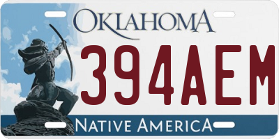 OK license plate 394AEM