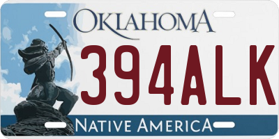 OK license plate 394ALK