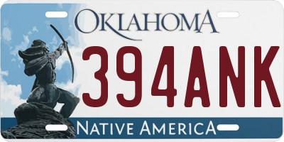 OK license plate 394ANK