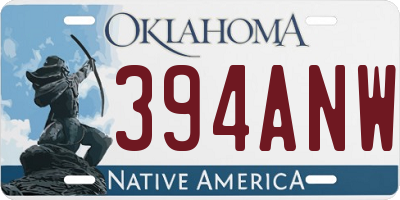 OK license plate 394ANW