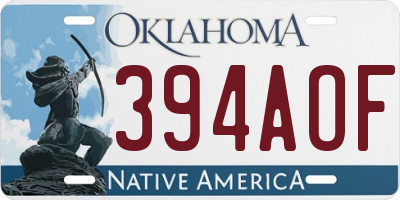 OK license plate 394AOF