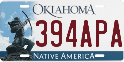 OK license plate 394APA