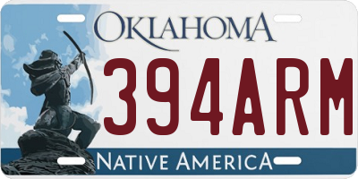 OK license plate 394ARM