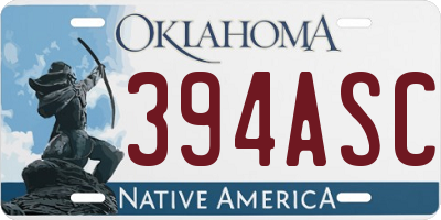 OK license plate 394ASC