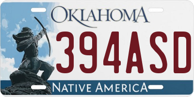 OK license plate 394ASD