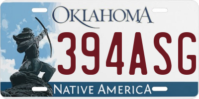 OK license plate 394ASG