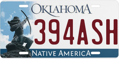 OK license plate 394ASH