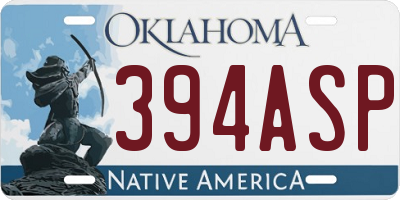 OK license plate 394ASP