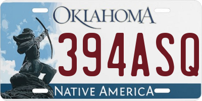 OK license plate 394ASQ