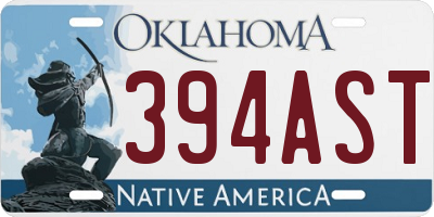 OK license plate 394AST