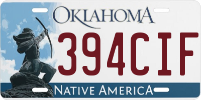 OK license plate 394CIF