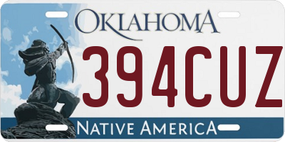 OK license plate 394CUZ