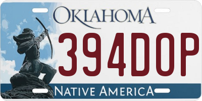 OK license plate 394DOP