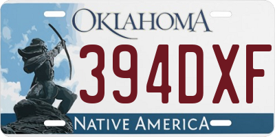 OK license plate 394DXF