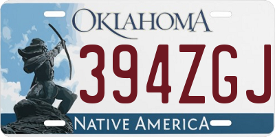 OK license plate 394ZGJ