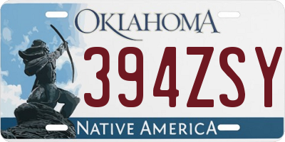 OK license plate 394ZSY