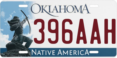 OK license plate 396AAH