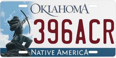 OK license plate 396ACR