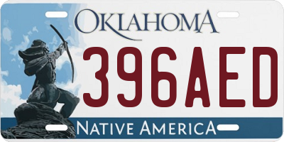 OK license plate 396AED