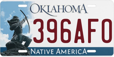 OK license plate 396AFO