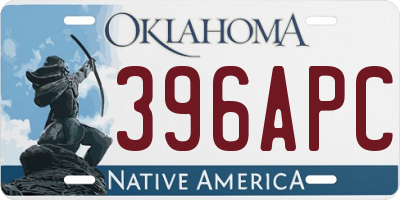 OK license plate 396APC