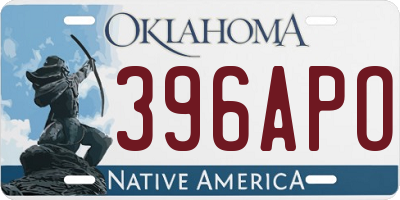 OK license plate 396APO