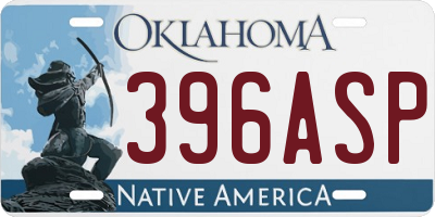 OK license plate 396ASP