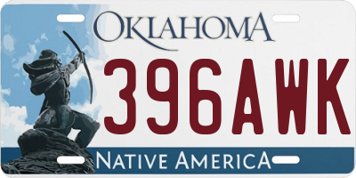 OK license plate 396AWK