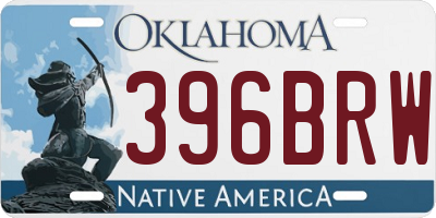 OK license plate 396BRW