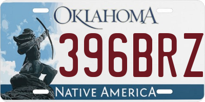 OK license plate 396BRZ