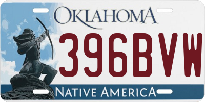 OK license plate 396BVW