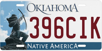 OK license plate 396CIK