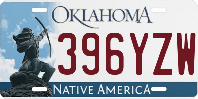 OK license plate 396YZW