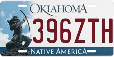 OK license plate 396ZTH