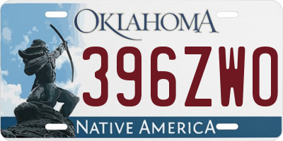 OK license plate 396ZWO